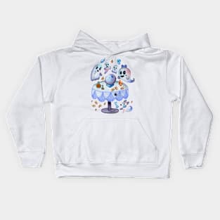 Ghosts Having a Spooky Seance in Watercolor Kids Hoodie